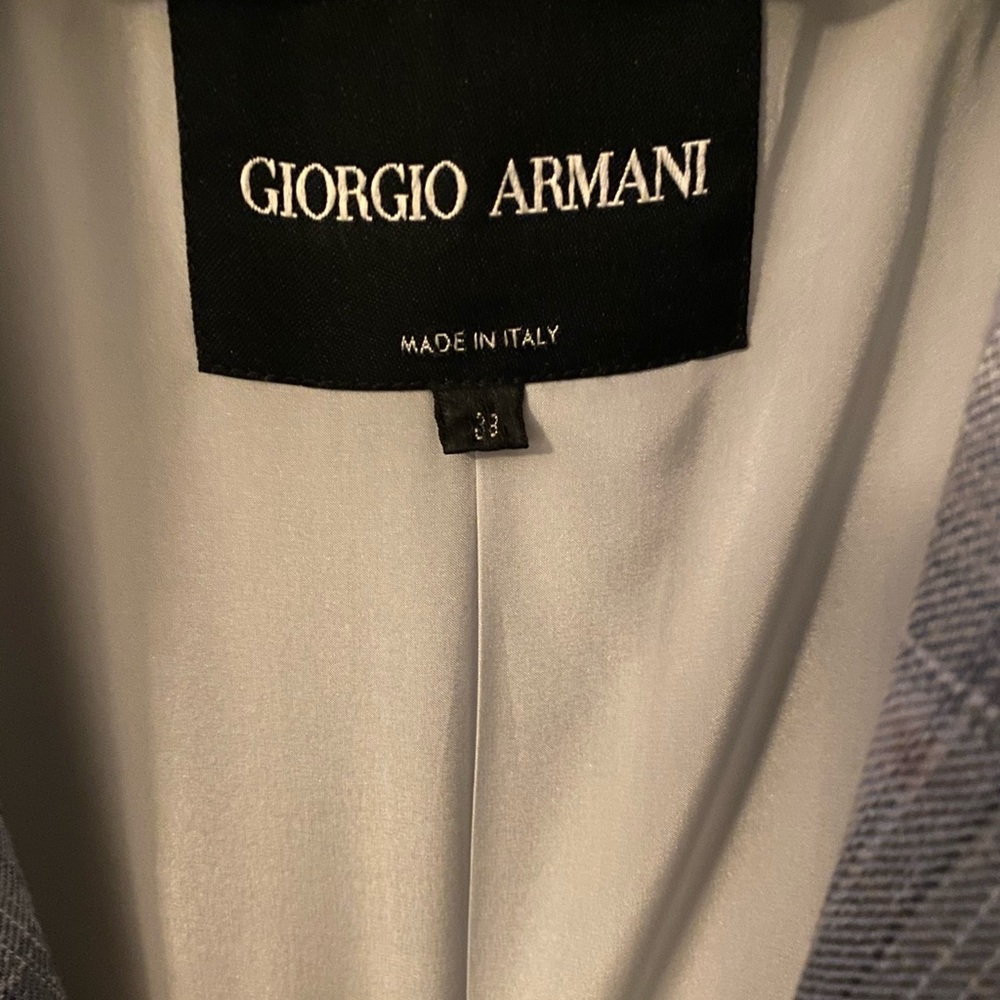 Giorgio Armani Baby Blue Plaid Blazer - Picture 3 of 3